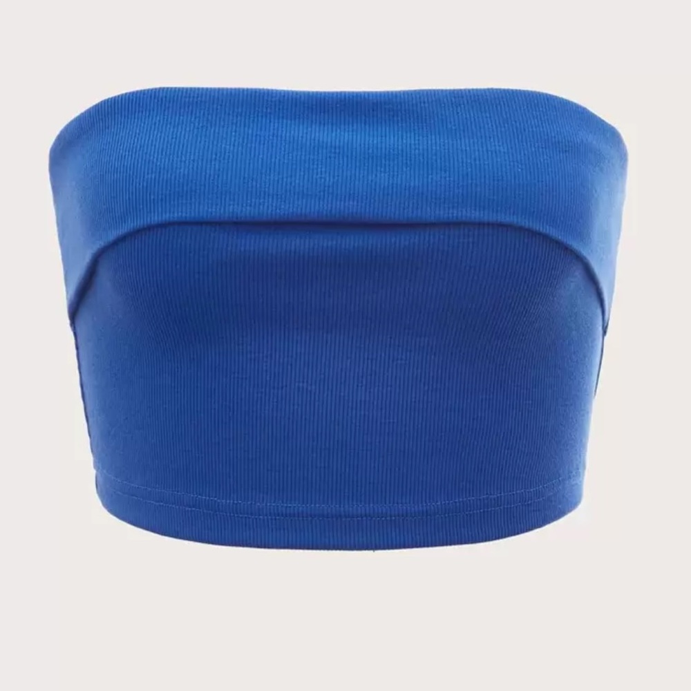 SHEIN strapless knitted blue tube top